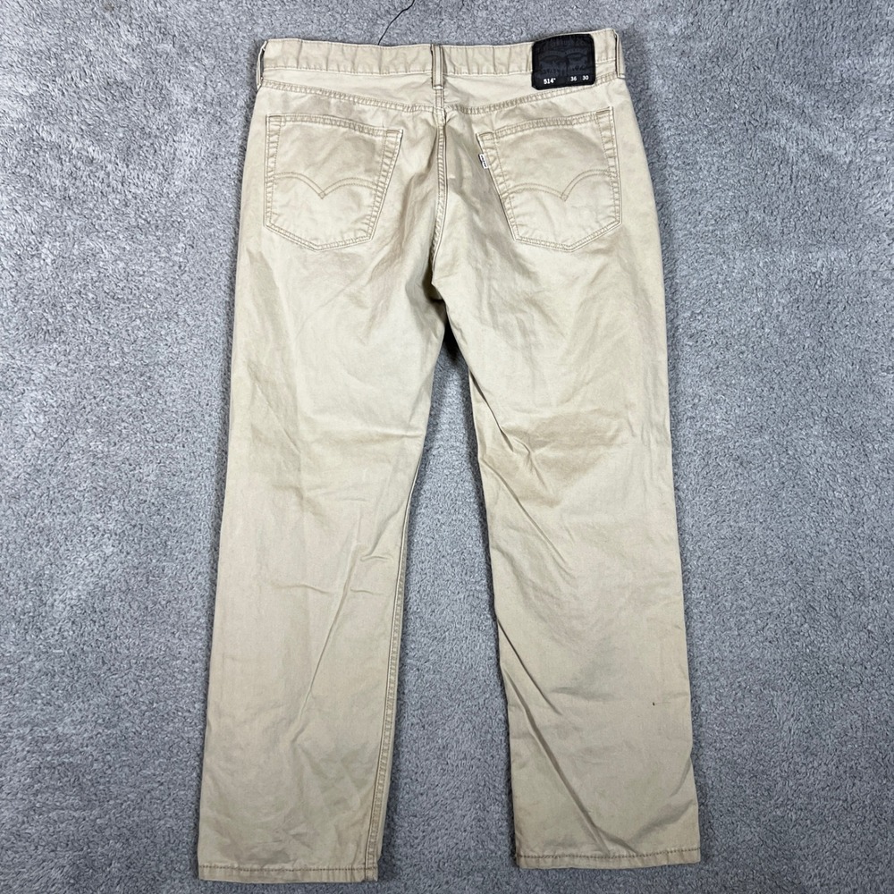 Levis 514 Jeans Mens 36x30 Straight Fit Tan Casual Khaki Office Formal - Picture 4 of 9